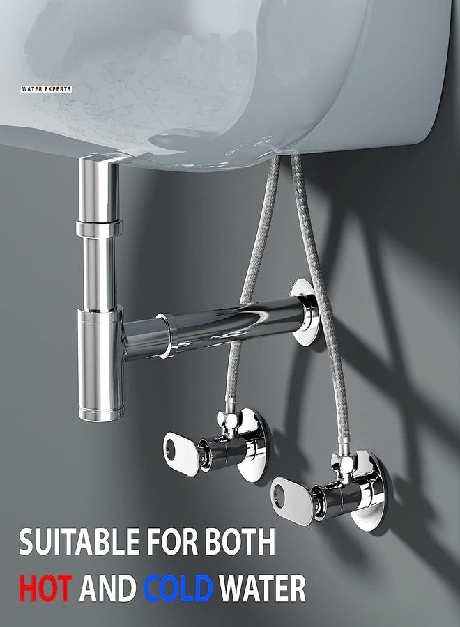 ENNIUS Angle Cocke for Bathroom - Ennius Brass Angle Valve With Wall Flange, Brass Disc Stop Cock for Bathroom Taps, Geyser and Wash Basin Connection with Chrome Finish (Pack of 1, Angle Valve Alive) - Image 3